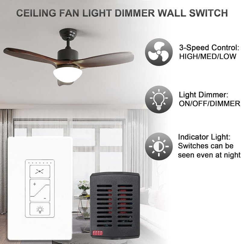 Humpptom Fan Remote Control Kit, Small Size Receiver Ceiling Fan Remote Control Control for Hunter/Harbor Breeze/Westinghouse/Honeywell/Other Ceiling Fan MINI Black - Image 2